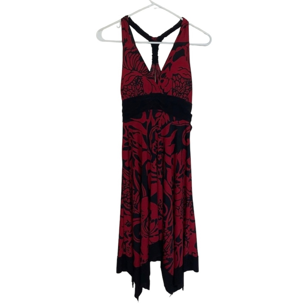 Red and Black Midi Dress
